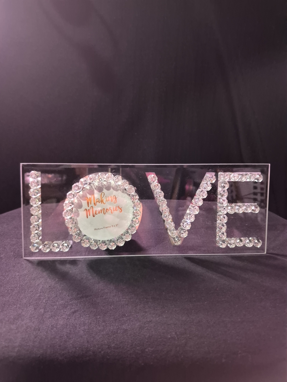 Allure Clear Acrylic LOVE Picture Frame with Crystal Accents